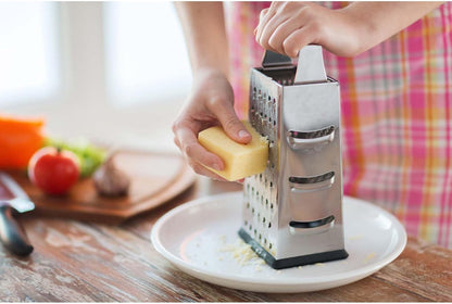 HIC Kitchen Professional Grater Zester, Stainless Steel, Non-Slip Base and Handle, 4 Multi-Grating Surfaces