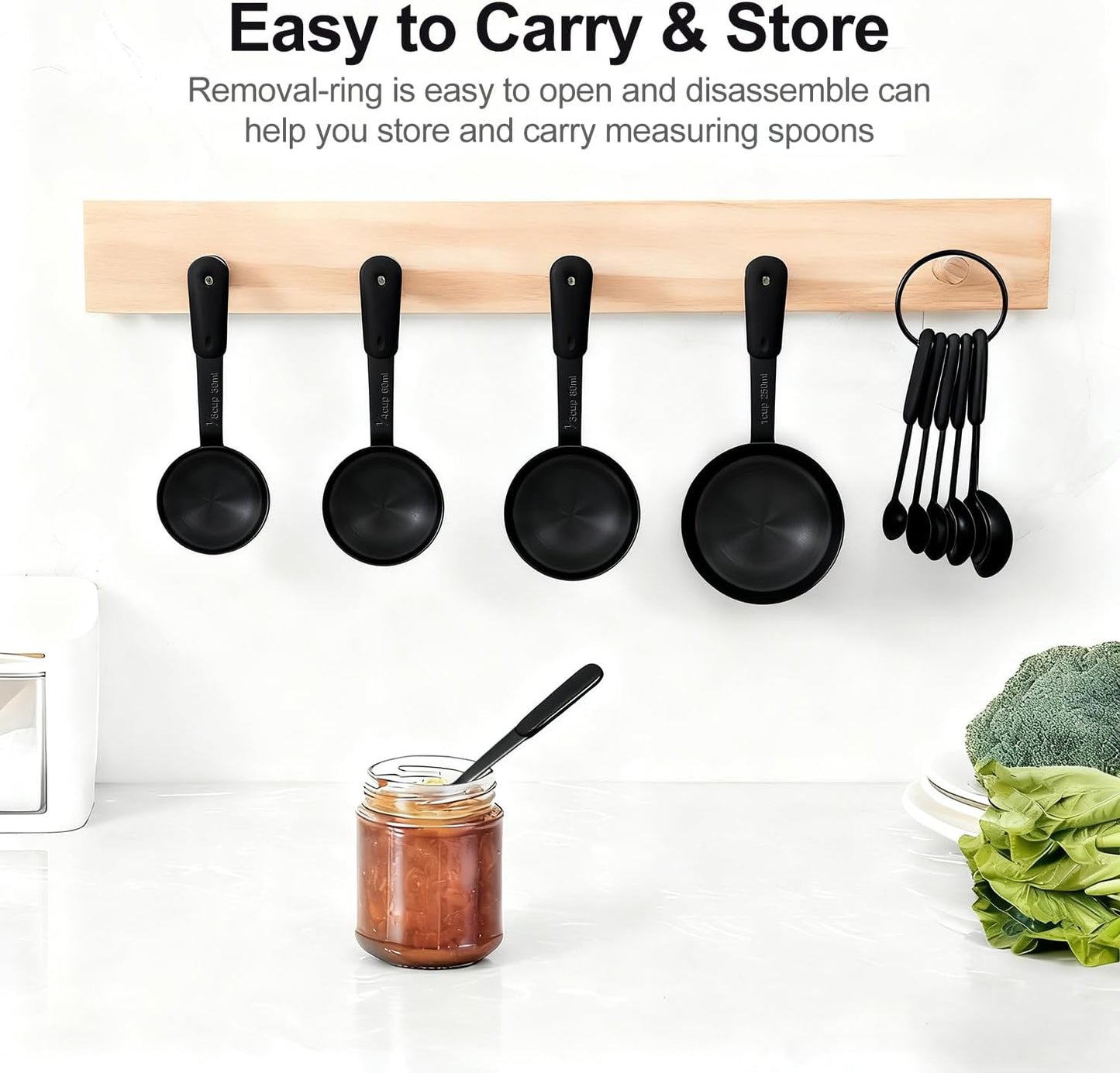 Bopei Measuring Cups and Spoons Set Stainless Steel 10 Piece for Cooking and Baking (5 Cups + 5 Spoons, Colorful Handles)
