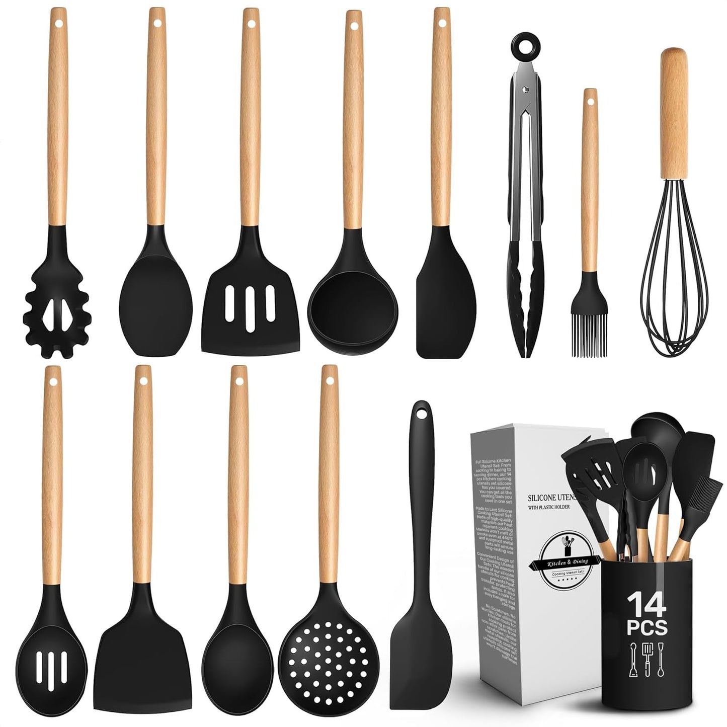 12 Pcs Purple Kitchen Utensils Set with Holder – Versatile Silicone Utensils Set for Cooking and Baking, Gentle on Pots and Pans, Heat-Resistant, Stylish, Easy to Clean, Purple Kitchen Accessories