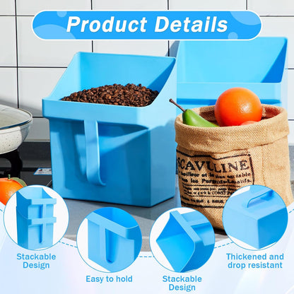 Relaxweex 2 Pcs Large Feed Scoop 4 Quart Heavy Duty Durable Bird Seed Scoop Enclosed Bucket Shovel with Handle for Farmers, Homesteaders, Horse, Chicken, Livestock, Kitchen(Blue)