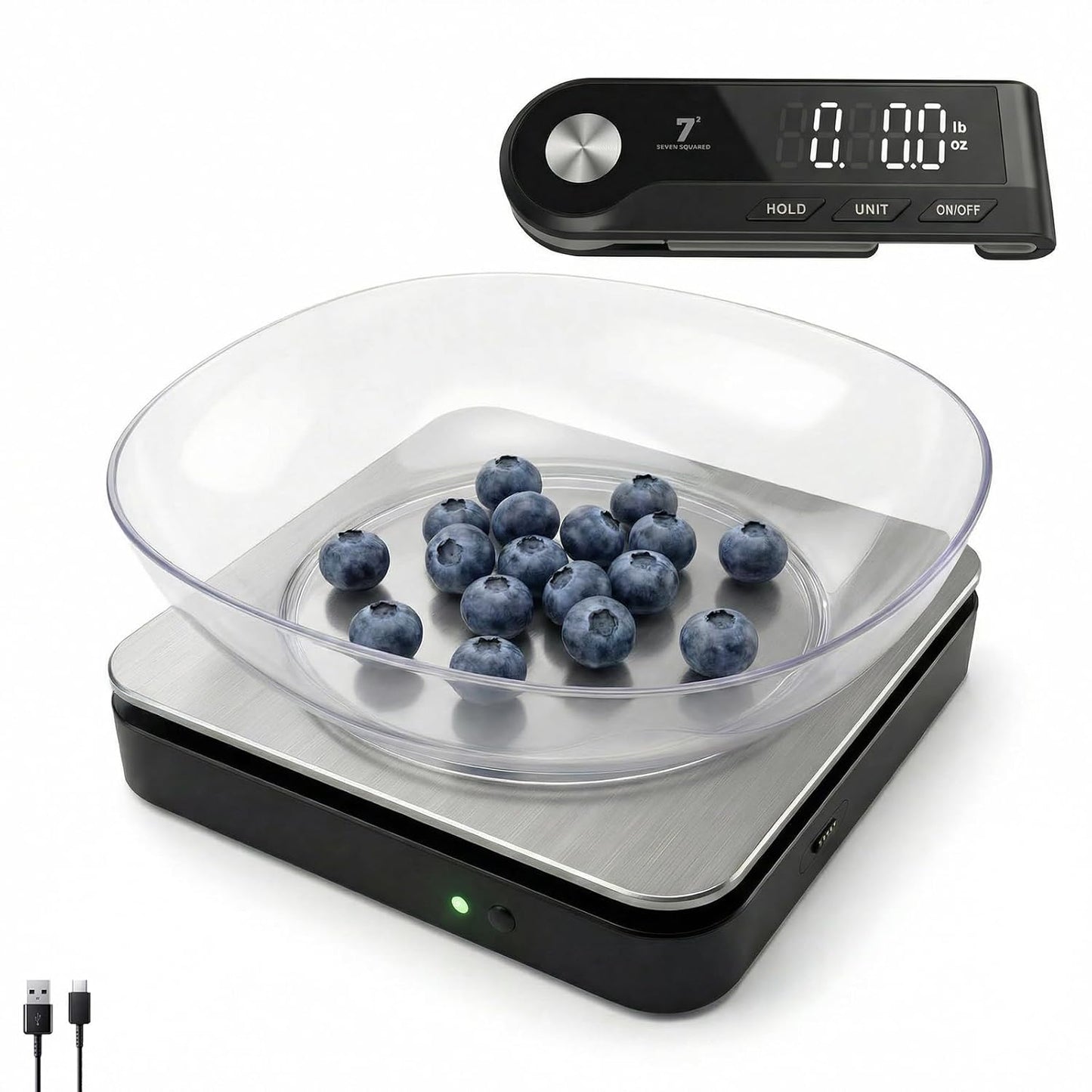 11lb/5kg Digital Kitchen Food Gram Scale with Pull Out Display, 0.1g/0.001oz Precision Wireless Bakery Scale, LED Backlight, 5 Units, USB Rechargeable, Stainless Steel Platform