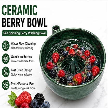 6IN Berry Swirl Bowl - 3D Printed PLA Berry Washing Bowl Plastic Style, Self Spinning Berry Basket with Fruit Washer Bowl Design, Automatic Berry Wash Bowl for Kitchen (1PCS+TOOTHSTICKS)