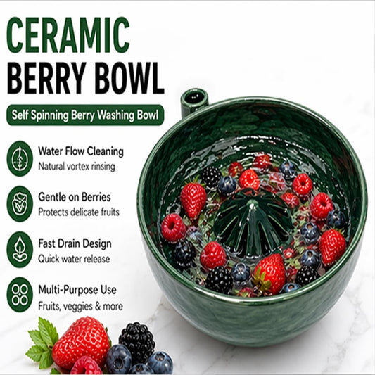 6IN Berry Swirl Bowl - 3D Printed PLA Berry Washing Bowl Plastic Style, Self Spinning Berry Basket with Fruit Washer Bowl Design, Automatic Berry Wash Bowl for Kitchen (1PCS+TOOTHSTICKS)