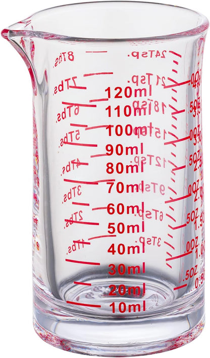 Ackers 4 Oz Glass Measuring Cup,Borosilicate Shot Glass with V-Shaped Spout-Black Line