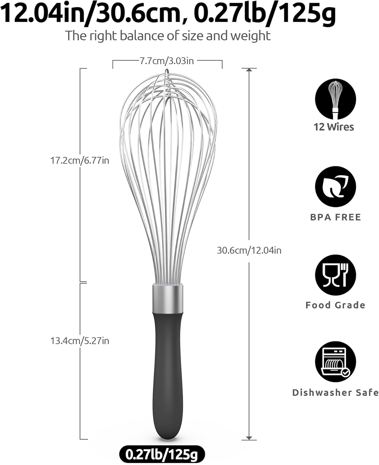 U-Taste 7" Mini Whisk for Cooking: 18/8 Stainless Steel Small Metal Kitchen Wisk, Tiny Hand Mixing Tool for Coffee, Egg, Sauce, 6-Wires Compact Head for Baking, Beating in Bowl, Mug, Jar (Set of 2)