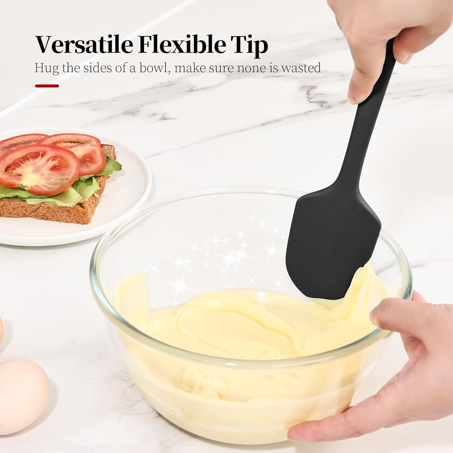 600ºF Heat Resistant Spatulas, High Heat Food Safe Semless Kitchen Silicone Scraper Set for Cooking Baking Mixing Scraping Stirring Nonstick Cookware Pan Bowl (2Pcs,Aqua Sky)