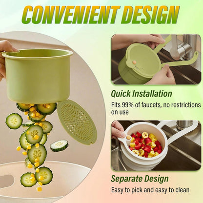 Kitchen Sink Drain Strainer Basket, Hanging Multi-Purpose Kitchen Sink Strainer Draining Basket, Self-Cleaning Press to Open The Food Waste Trash Catcher Basket Garbage Leftovers, Green