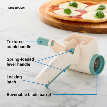 Farberware Professional Rotary Cheese Grater, Durable and Versatile Kitchen Gadget for Effortless Grating, Green