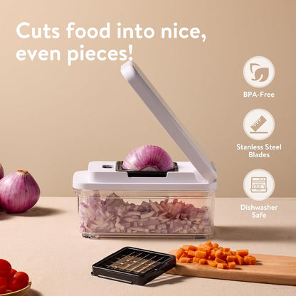CAROTE Mandoline Slicer Vegetable Chopper with Container, Food Chopper Vegetable Cutter, Cheese Graters, Dicer for Kitchen, BPA-Free Kitchen Gadgets with Safety Holder