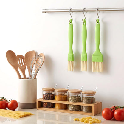 3 PCS Food Brushes for Cooking, 1/1/2 Inch Baking Brush for Cooking Heat Resistant Bristle Basting Brushes with Hang Hole Design for Kitchen Baking Grilling Marinade Butter, Green