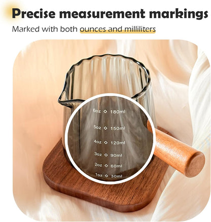 Espresso Measuring Cup with Handle, Espresso Pouring Cup, Espresso Shot Cup, 3oz Glass Measuring Cup For Coffee, Milk, Tea, Baking and Cooking (Clear 90ml)
