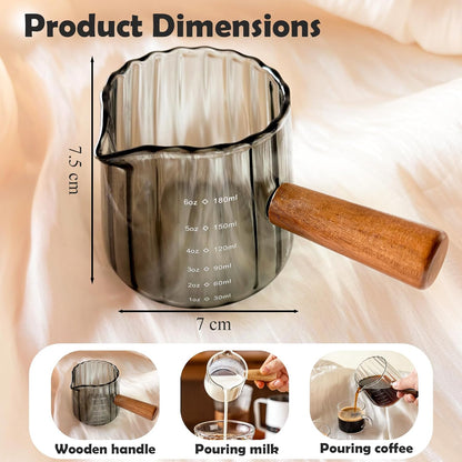 Espresso Measuring Cup with Handle, Espresso Pouring Cup, Espresso Shot Cup, 3oz Glass Measuring Cup For Coffee, Milk, Tea, Baking and Cooking (Clear 90ml)
