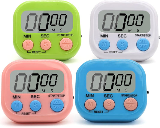6 Pack Multi-Function Electronic Timer - Kitchen Timer,Magnetic Digital Timers,Big LCD Display, ON/Off Switch,Extensively Use in Cooking,Gym, Meeting, Classroom,Kitchen,Study,Work,Outdoor Activities