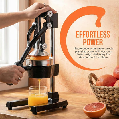 Cast Iron Orange Juice Squeezer for Kitchen,Heavy-Duty Professional Citrus Juicer-Stainless Steel Manual Citrus Press&Orange Squeezer(Easy-to-Clean) (Black)
