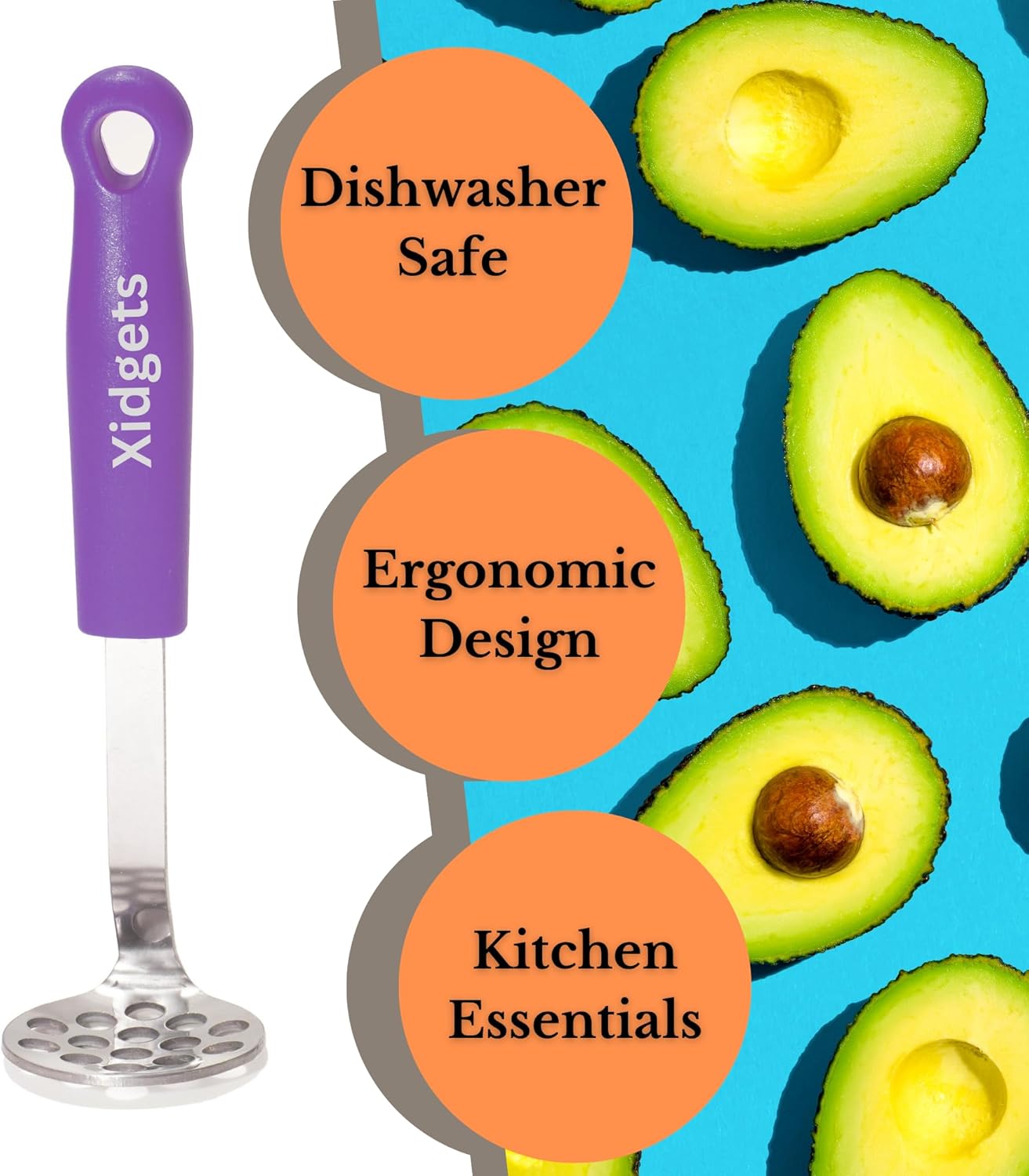 2pc Avocado Tool Set in Box - 3-in-1 Avocado Slicer with Cutter & Pit Remover + Mini Masher - Kitchen Utensil Gift Set for Guacamole Lovers by Xidgets (Zippy Green/Zippy Green)