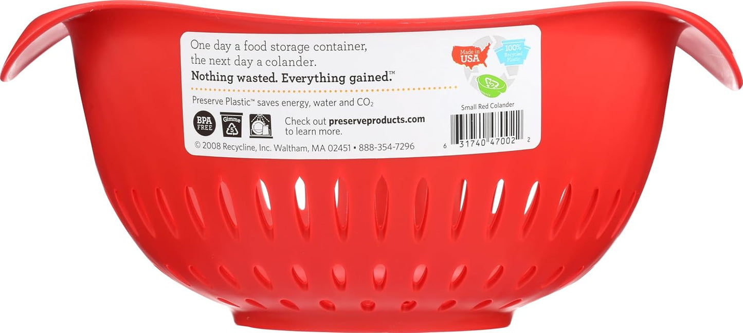 Preserve Small Colander, Made from Recycled Plastic, 1.5 Quart Capacity, Red