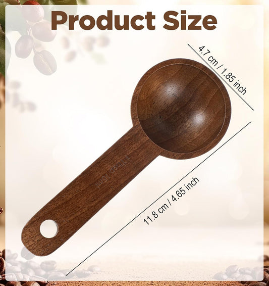 1PCS Wooden Tablespoon Scoop, 1 Tablespoon Wooden Coffee Scoop for Ground Coffee, Beans, Tea & Spices, Walnut Wood Measuring Spoon, 0.5 Oz (15ml) (Brown, 4.6 X 1.9 Inches)
