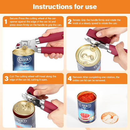 Can Opener Manual, 6 Pack Manual Can Opener Bulk, Heavy Duty Smooth Edge, Rust Resistant Kitchen Gadget for Square Round Cans, Jars, Beer Bottles,for Seniors,Kitchen Supplies,Restaurant staff