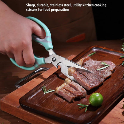 BoFuYuan Kitchen Scissors, 9-Inch Heavy Duty Multipurpose Food Cutting Shears, Detachable Dishwasher Safe, Sharp Serrated Blade, Ergonomic Non-Slip Handle for Food, Meat, Herbs, Black