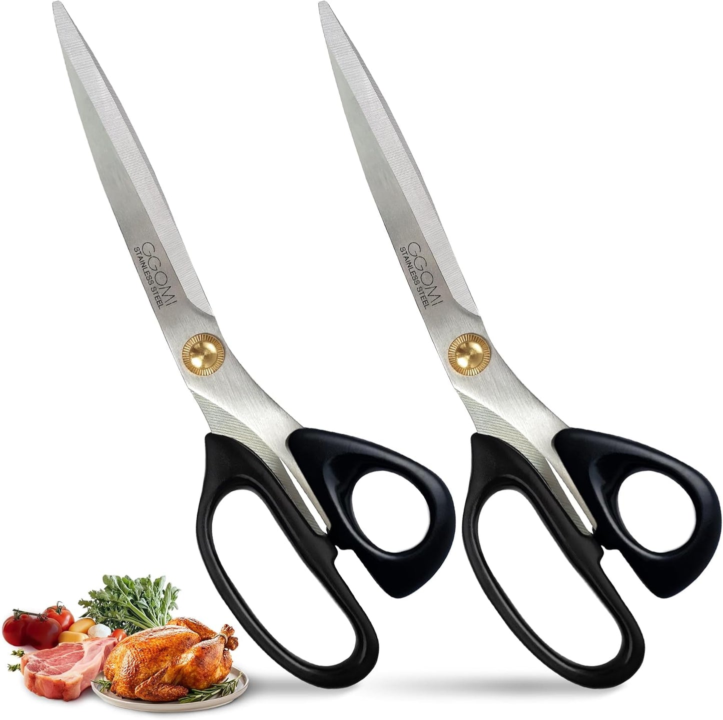3T Stainless Blade Kitchen Scissors - 10.23in x 1Pack | Korean Barbecue Kalbi Rib Chicken Meat Cutting | Sharp Heavy Duty Multipurpose Kitchen Shears for Cutting Dishwasher Safe (GG130, Black)