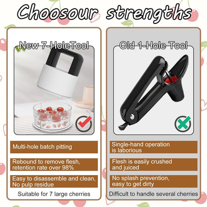 Cherry Pitter Multiple, Cherrys Pitter Corer Tool, Quick Portable Cherry Pitting Tool, Easy to Use for Making Cherry Jam - Pit 7 Cherries at Once, Saving Time & Effort-Dishwasher Safe
