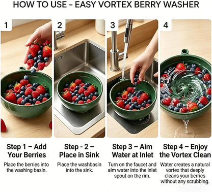 2026 New Self Spinning Berry Washing Bowl, 3D Print Berry Swirl Bowl, Fruit and Vegetable Washer with Drain Holes, Automatic Quickly Wash Drain Basket for Kitchen (2Pcs)