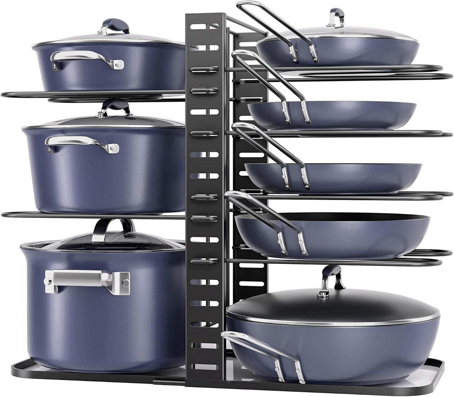 ORDORA Pots and Pans Organizer for Cabinet 16.61 Height, 8 Tier Pot Organizers Rack with 3 DIY Methods, Adjustable Pan Organizer under Cabinet Kitchen Organization and Storage
