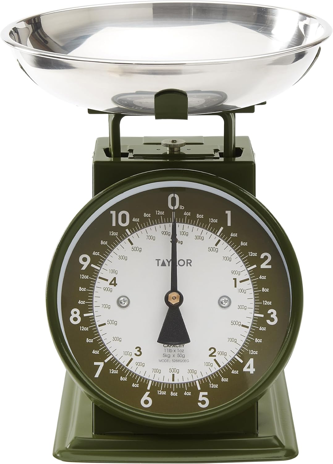 Taylor Mechanical Kitchen Food Scale with Bowl, Weighs Up to 11lbs, Measures in Grams and Ounces, Analog Cooking Scale for Baking, Black and Silver