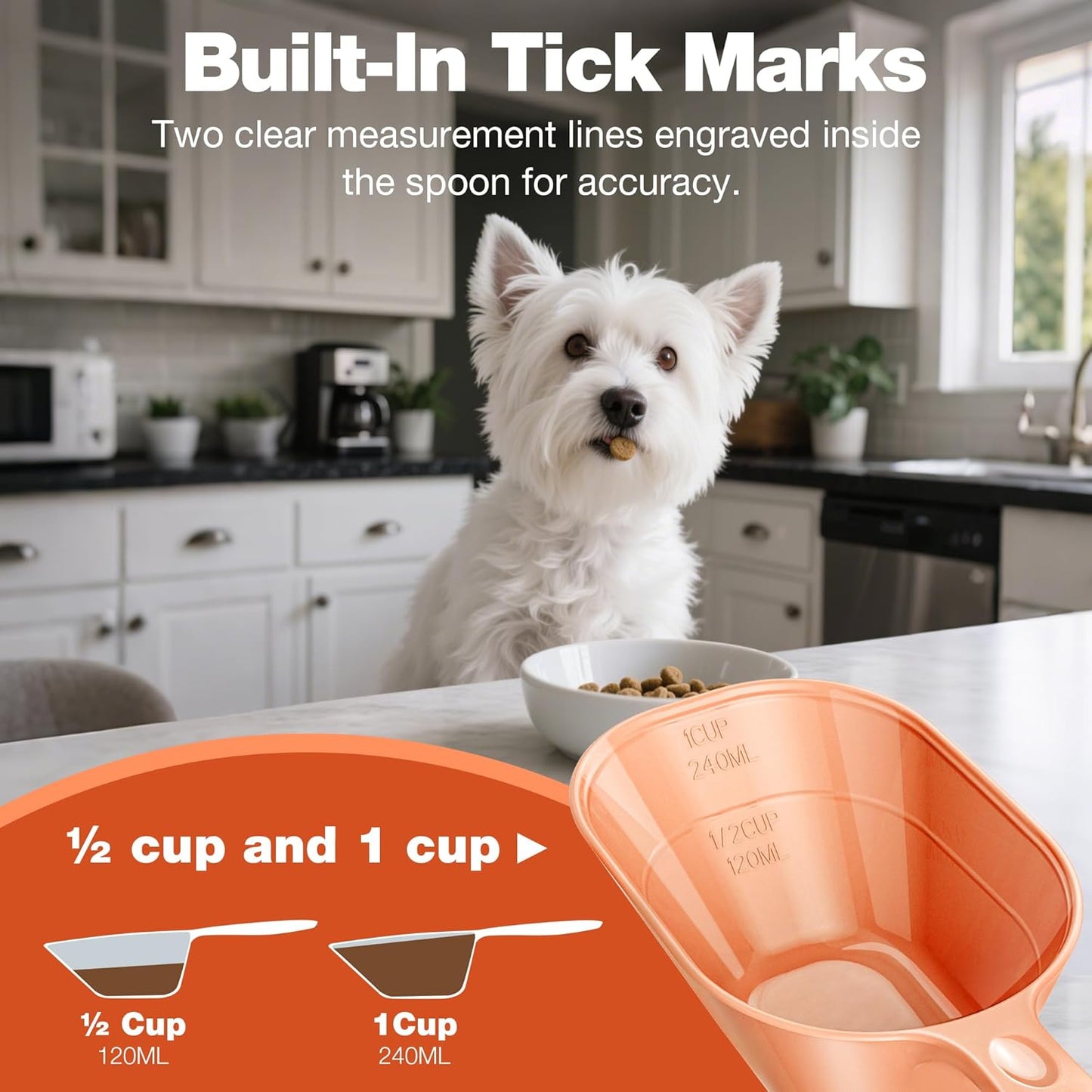 Food Scoop With Measuring Lines 2 Pack Black For Dog, Cat, Puppy, Coffee Bean, Flour Scoop, Ice