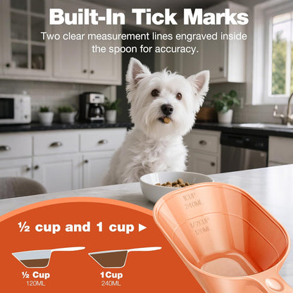 Food Scoop With Measuring Lines 2 Pack Black For Dog, Cat, Puppy, Coffee Bean, Flour Scoop, Ice