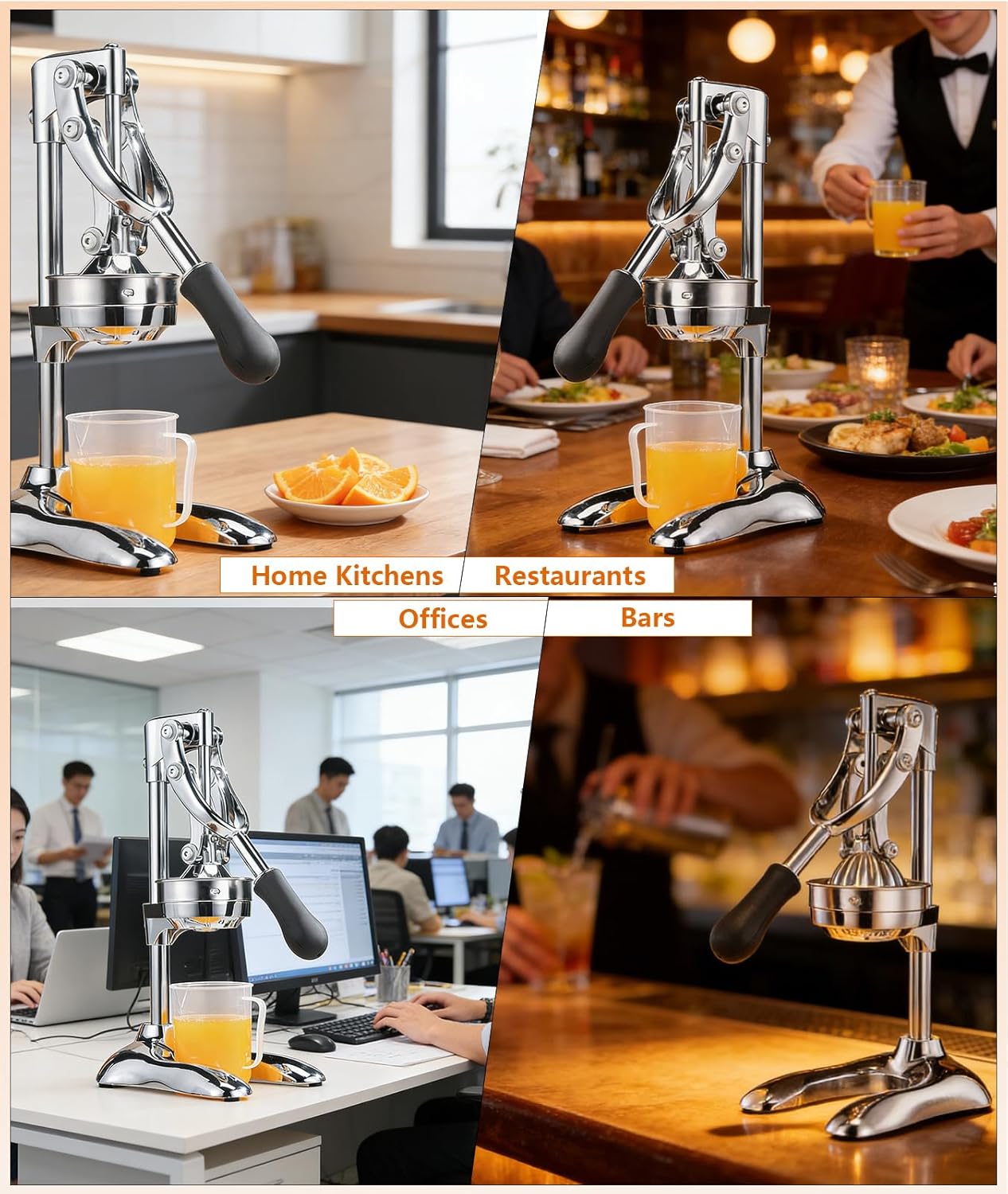 Manual Juicer Professional Hand Press - Heavy Duty Stainless Steel Citrus Squeezer for Orange, Lemon & Pomegranate with Stable Base and Measuring Cup, Commercial Grade Extraction