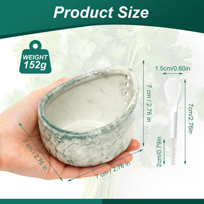 Pottery Herb Stripper Bowl Set, Handmade Different Round Hole Sizes Ceramic Herb Stripper Tool for Peeling Off The Leafy Assembly