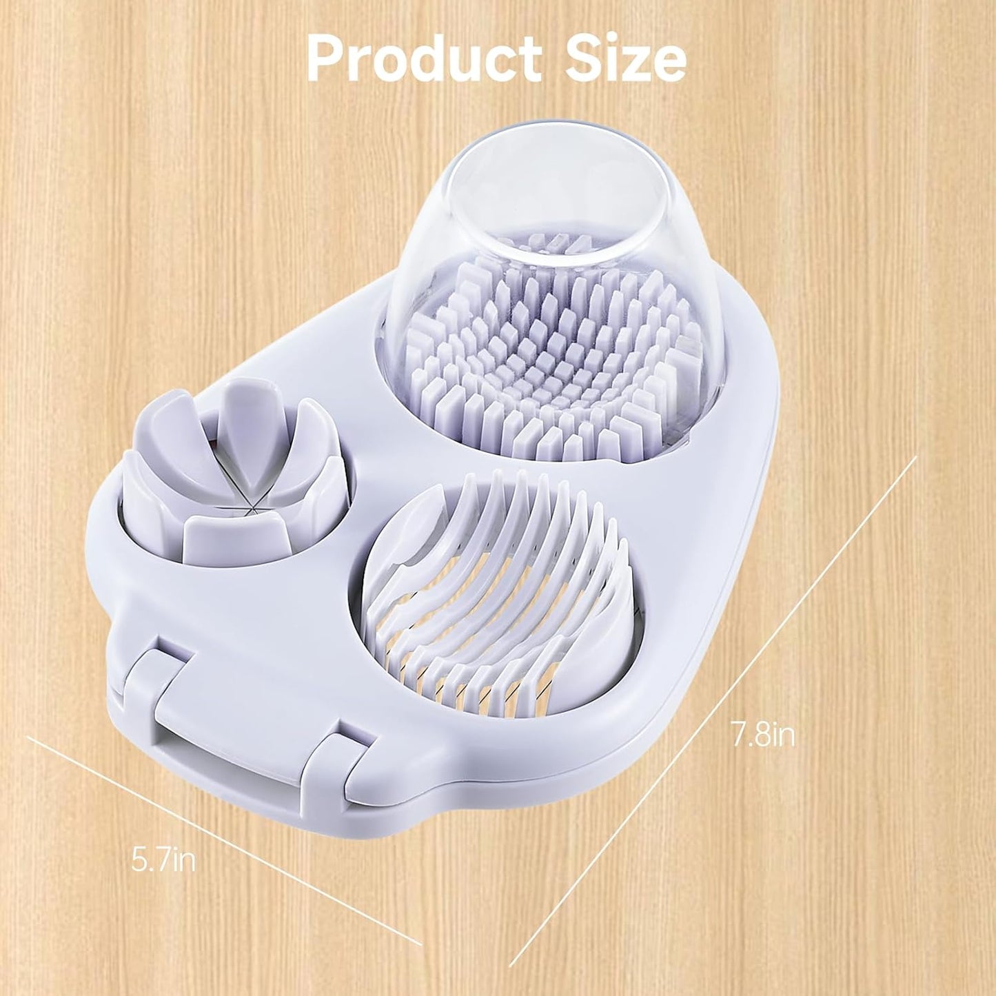 3-In-1 Egg Slicer for Hard Boiled Eggs - Stainless Steel Multipurpose Egg Cutter, Ideal Three Way Egg Slicer & Kitchen Chopper Tool for Strawberry, Mushroom, Grape, Tomato