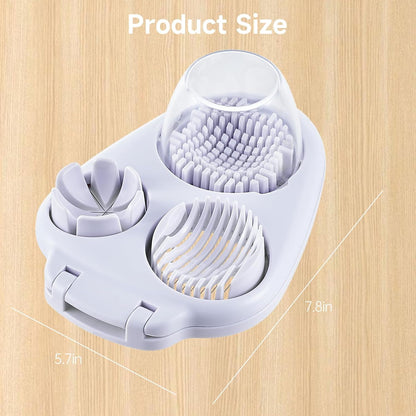 3-In-1 Egg Slicer for Hard Boiled Eggs - Stainless Steel Multipurpose Egg Cutter, Ideal Three Way Egg Slicer & Kitchen Chopper Tool for Strawberry, Mushroom, Grape, Tomato