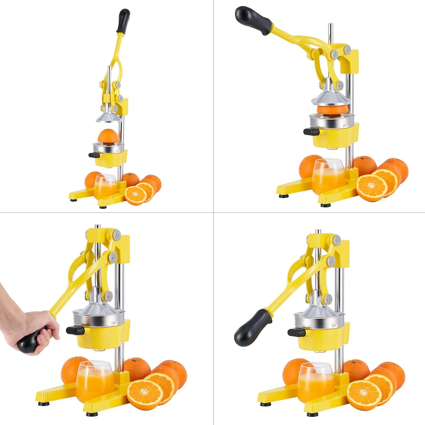 CO-Z Manual Citrus Juicer, Commercial Grade Cast Iron Orange Juicer, Professional Heavy Duty Juice Press with Removable Strainer, Manual Juice Extractor for Orange Lemon Pomegranate Citrus, Black
