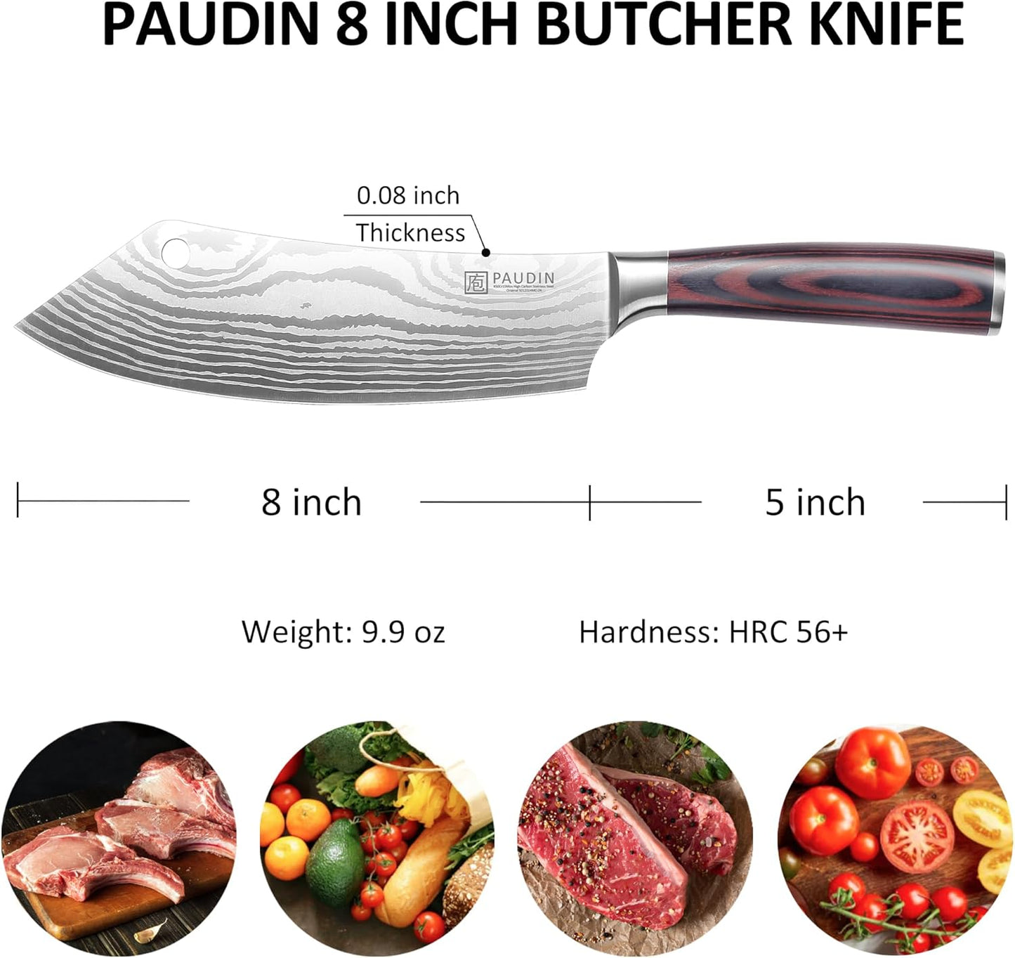 PAUDIN Tomato Knife, 5 inch Serrated Tomato Knives with Sheath, High Carbon Stainless Steel Tomato Slicer Knife for Smooth Cutting Slicing Vegetables and Fruits
