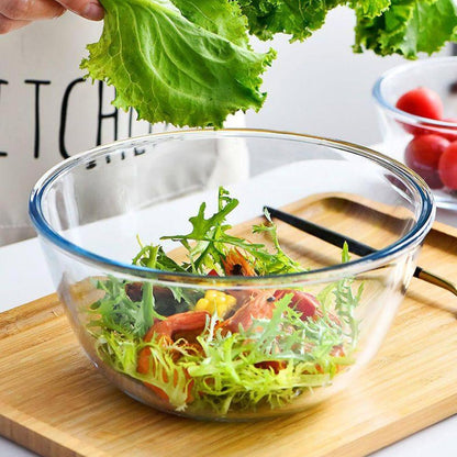 Large Glass Mixing Bowl with Lid, Clear Glass Salad Cooking Bowls for Sourdough, Salad and Storage Prepping and Baking Food Storage Set