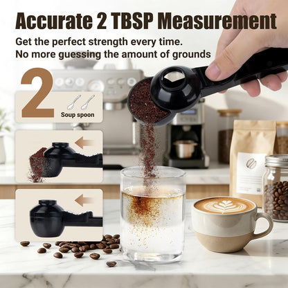 CARGEN 2 Pack Coffee Scoop and Funnel for Reusable, 2TBSP Coffee Sliding Spoon Funnel with Spill-Free Design Measuring Spoon Funnel for Ground Coffee Protein Powder and Tea(Black and Blue)