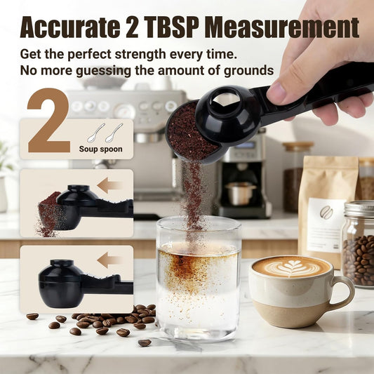 CARGEN 2 Pack Coffee Scoop and Funnel for Reusable, 2TBSP Coffee Sliding Spoon Funnel with Spill-Free Design Measuring Spoon Funnel for Ground Coffee Protein Powder and Tea(Black and Blue)