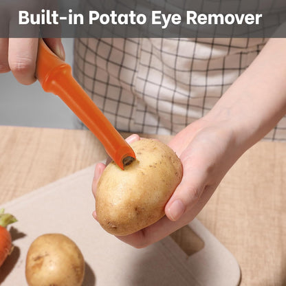 Beneno Swivel Vegetable Peeler, Razor-Sharp Smooth Peeling Potato Peelers with Stainless Steel Blades, Ergonomic Comfort Non-Slip Rubber Handle, Durable Kitchen Peelers with Potato Eye Remover, Black