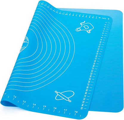 LIMNUO Silicone Baking Mat, Extra Thick Large Non Stick Pastry Mat Sheet for Dough Pie Crust Rolling Mats (Blue, M-16''(W)*20''(L))