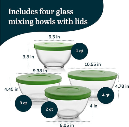 Libbey Small Glass Prep Bowls with Lids, Set of 8, 6.25 oz Small Bowls- Ideal for Leftovers, Meal Prep & Dips, Durable & Dishwasher Safe