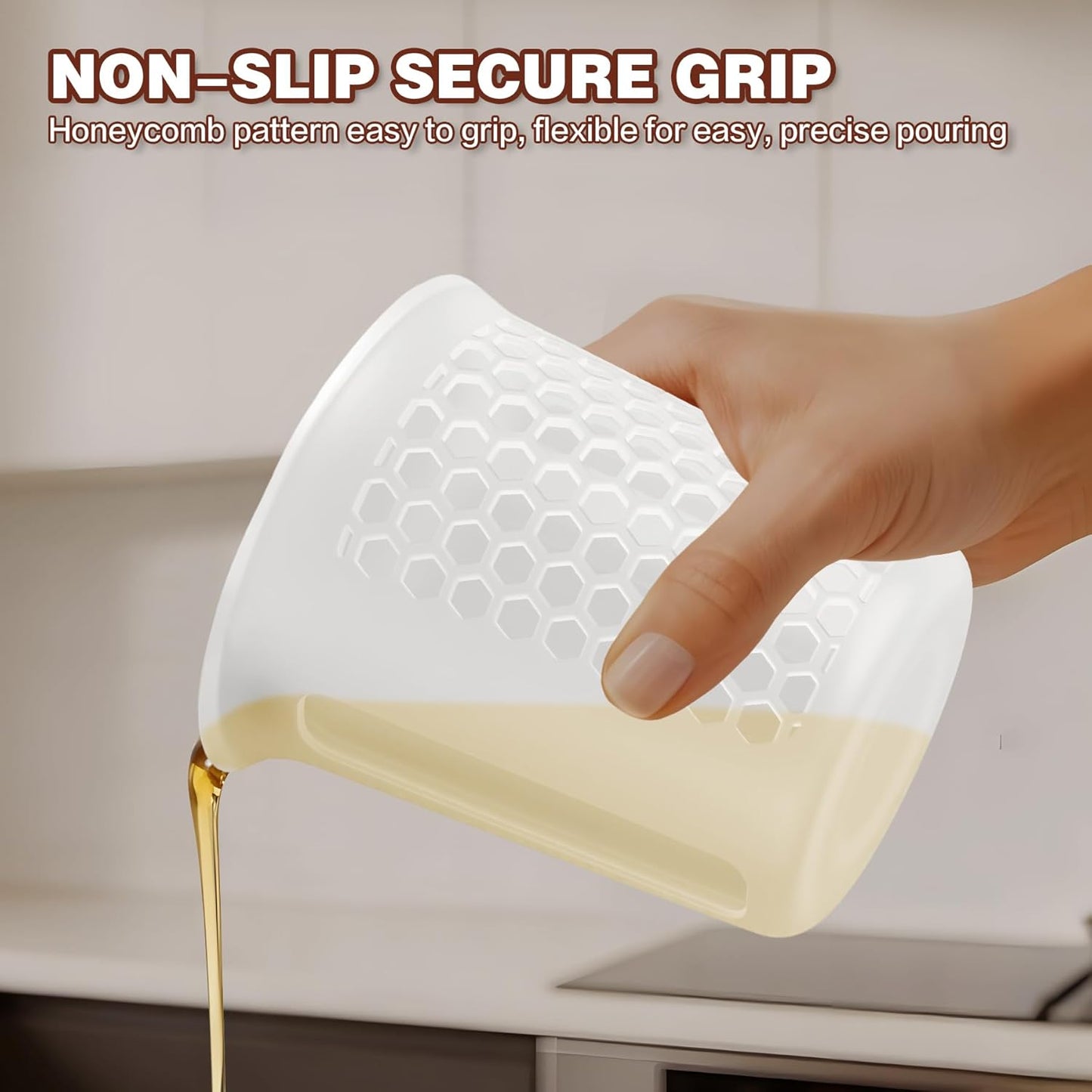 Silicone Measuring Cups Set 125ml + 250ml + 500ml for Cooking Reusable Baking Supplies Silicone Flexible Melting Measure Cup for Butter, Chocolate