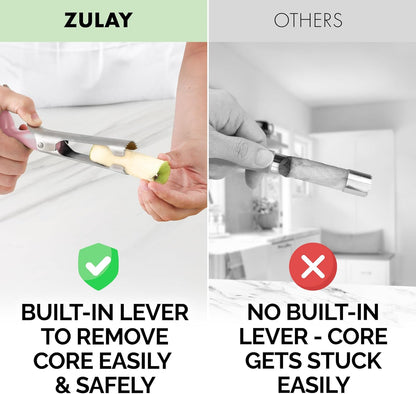 Zulay Kitchen Stainless Steel Pineapple Corer & Slicer – Heavy Duty Pineapple Cutter & Eye Removal Tool – Effortless Core Remover Tool with Sharp Reinforced Blade & Ergonomic Handle - Black