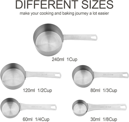 Smithcraft Measuring Cups and Spoons Set, 18/8 Stainless Steel Measuring Cups and Spoons for Kitchen & Baking, Heavy Duty Metric & US 8 Measuring cups, 9 Measuring Spoons Set