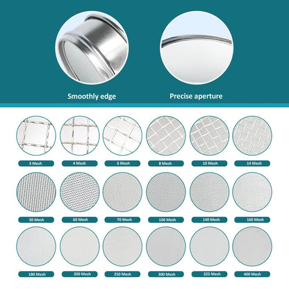 304 Stainless Steel Mesh Lab Sieve, 80 Mesh (0.2mm) Aperture Test Sieve, 4inch(10cm) Diameter Economy Standard Analysis Sample Test Sieves for Industrial Laboratory Homes - Colors A