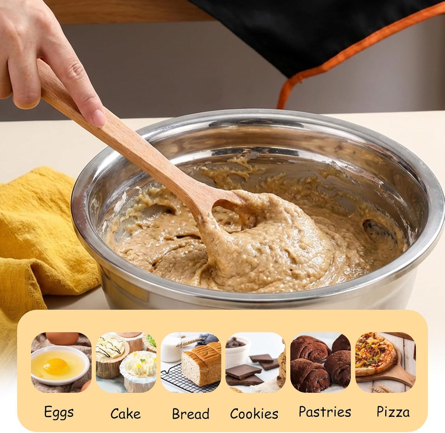 12 Inch Danish Whisk Wooden Sourdough Whisk Traditional Dough Hook Used for Mixing Dough, Sourdough, Eggs, Pizza, Bread and Other Baking Ingredients