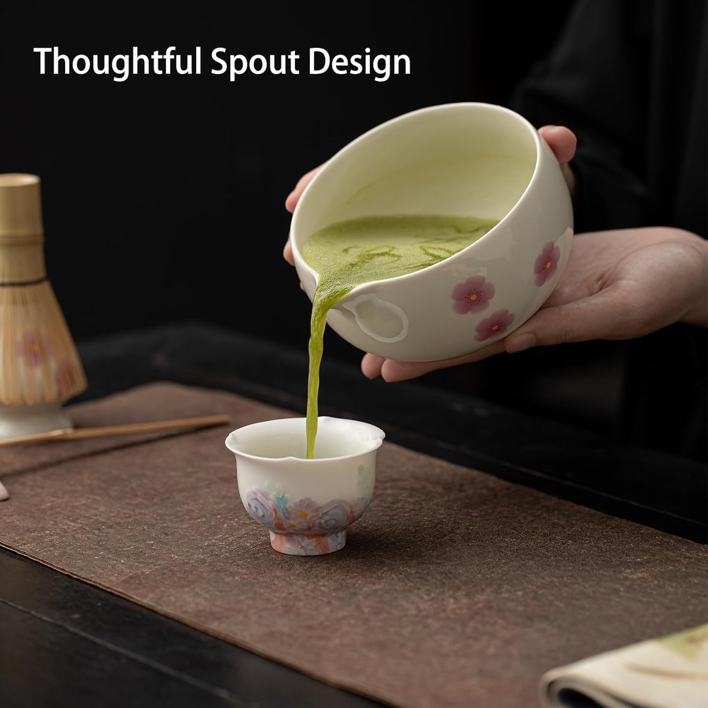 Matcha Whisk Set,8 Pcs Ceramic Matcha Set,Matcha Kit for Matcha Lovers,Tradition Tea Set Includes Bowl,Bamboo Whisk and Holder,Scoop,Sifter and Towel,Gift for Family and Friend (Cream)