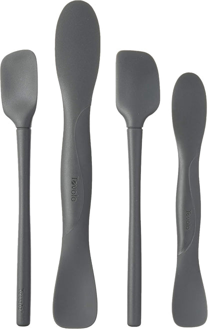 Tovolo Flex Core Mini Silicone Spatula Set for Kitchen Prep and Baking, Silicone Kitchen Utensils Set with Spatula Spoonula & Scoop Tools, BPA Free Heat Resistant Silicone Cooking Set, Charcoal Gray