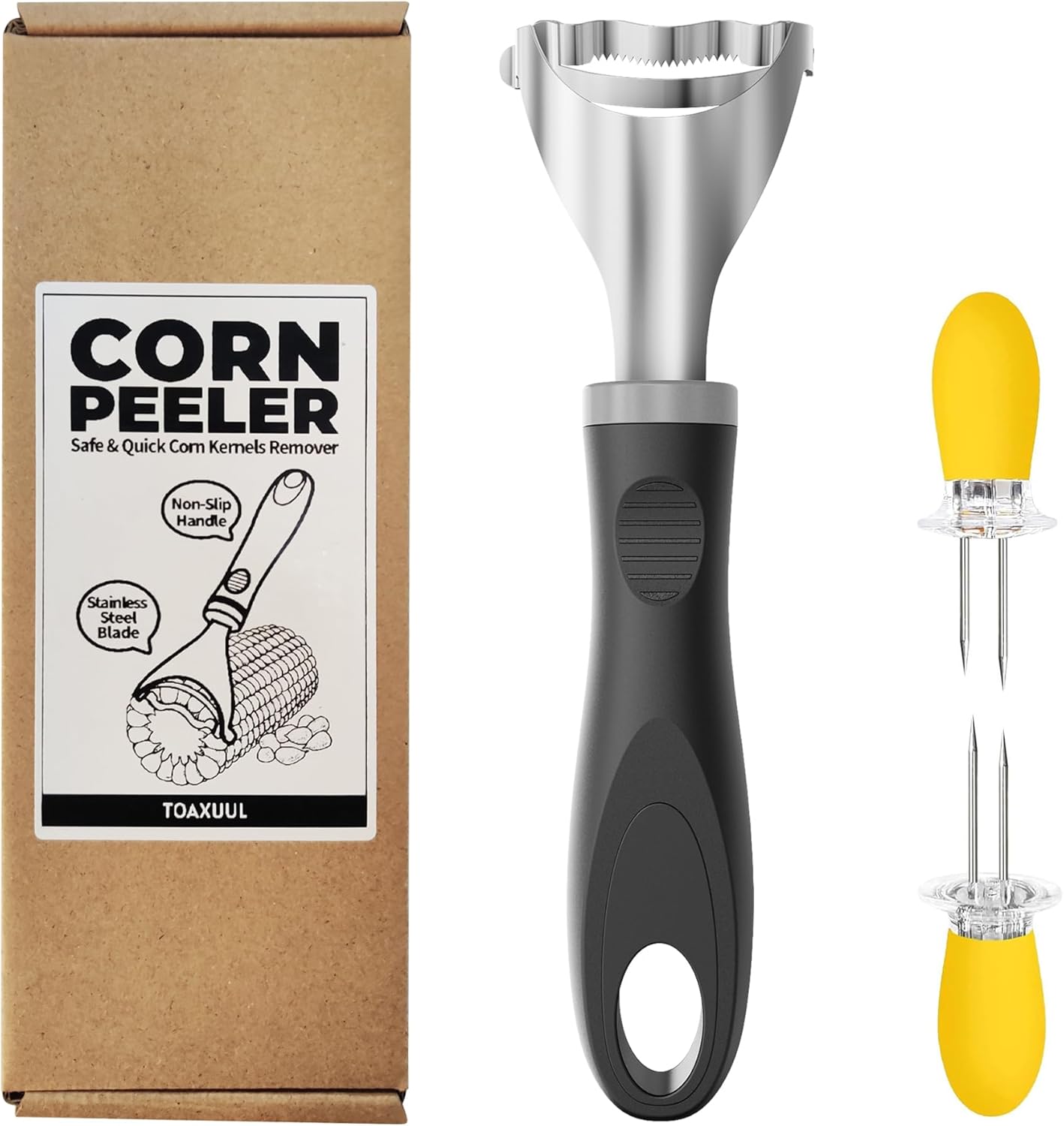 corn cob stripper tool, corn on the cob peeler, Includes Corn Holders,Black